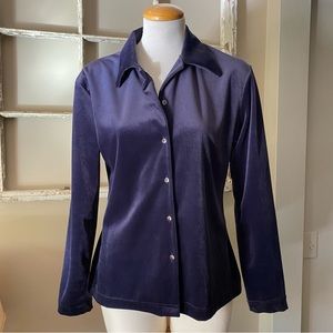 🦚Stunning vintage indigo/deep purple velvet shirt